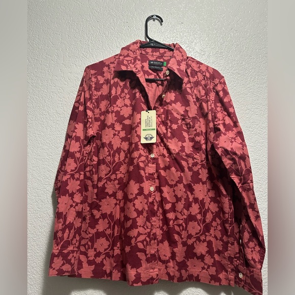Vintage Y2K Dockers Women's Red Floral Button Down Shirt new with tags - Picture 6 of 9